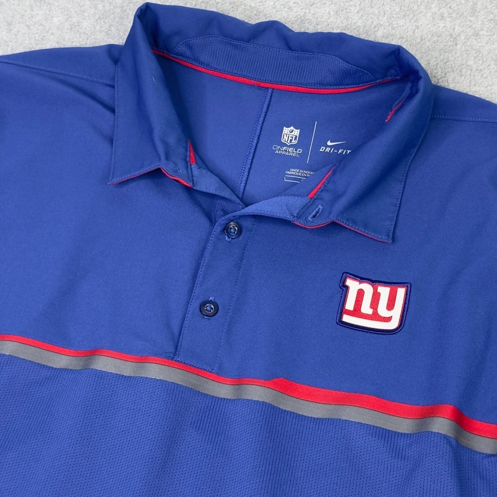 Nike New York Giants Team Polo Shirt NFL‎ On Field Men's Size L Dri Fit Blue